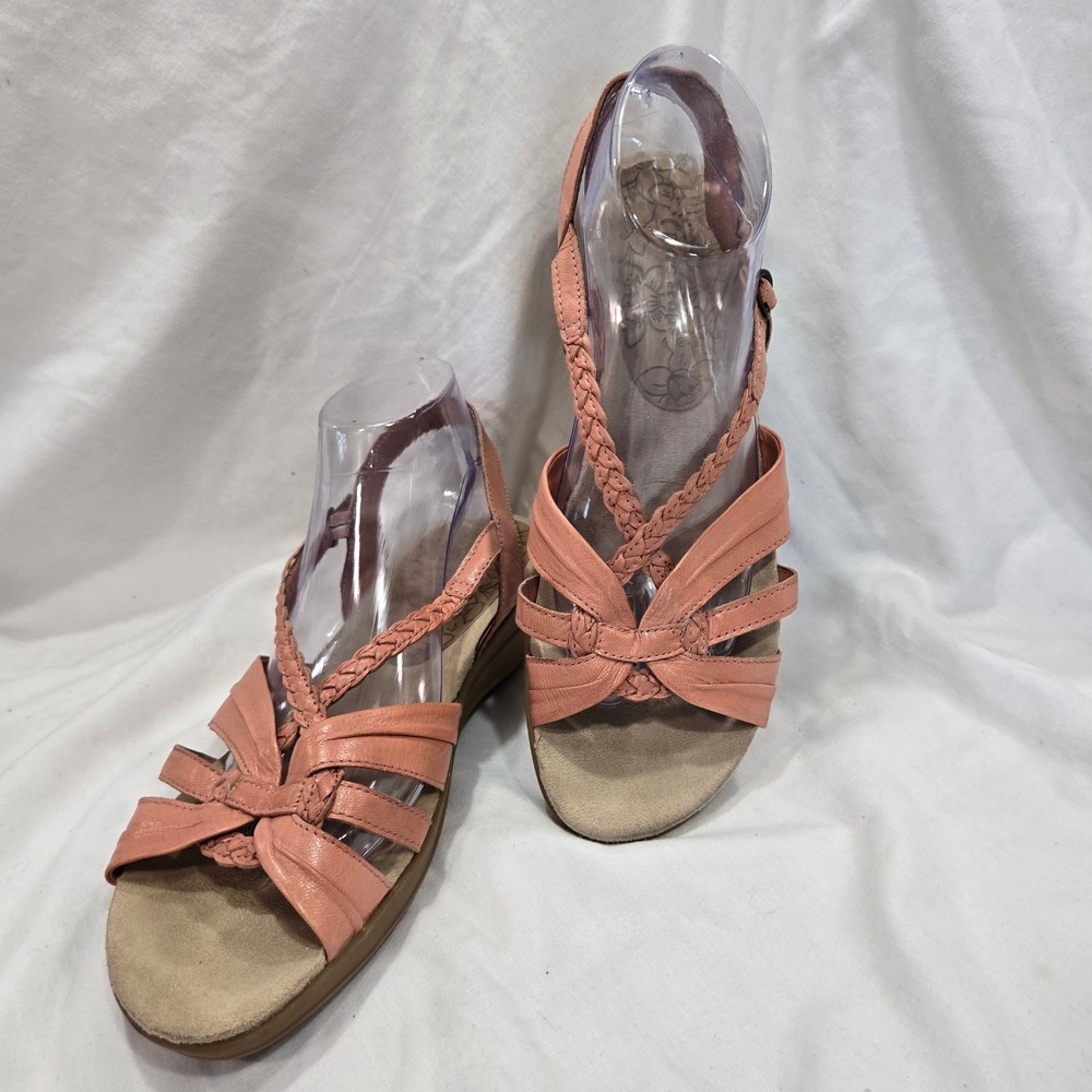 Bare Traps Jacee Leather Braided Strappy Slingback Sandals Womens 9.5W Coral